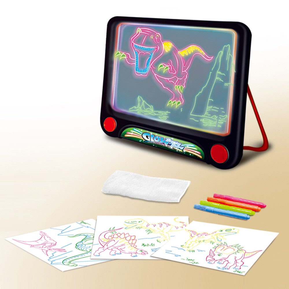 Μαγικός Φωτεινός Πίνακας Ζωγραφικής - Boo Games Glow Drawing Board με 3 Σχέδια Δεινόσαυροι 
